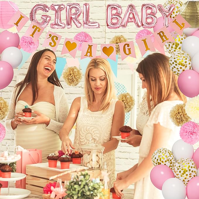 Ouddy Party Pink Baby Shower Decorations - Image 4