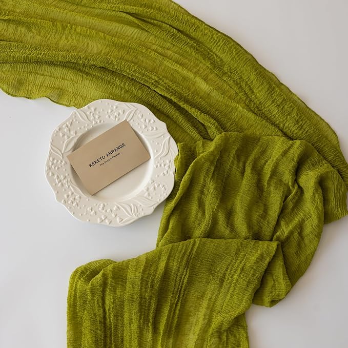 6pcs Moss Green Cheesecloth Table Runner Gauze 120 Inch 10 FT Rustic Boho - Image 5