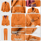 Boys Suit 4 Pcs Slim Fit Set Casual Suits Wedding Outfit Prom Jacket Vest Pant - Image 4