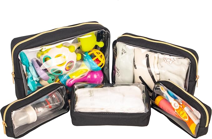 TSA Approved 5-Piece Diaper Bag Organizer Pouch Set Clear Waterproof TPU Kids - Image 4