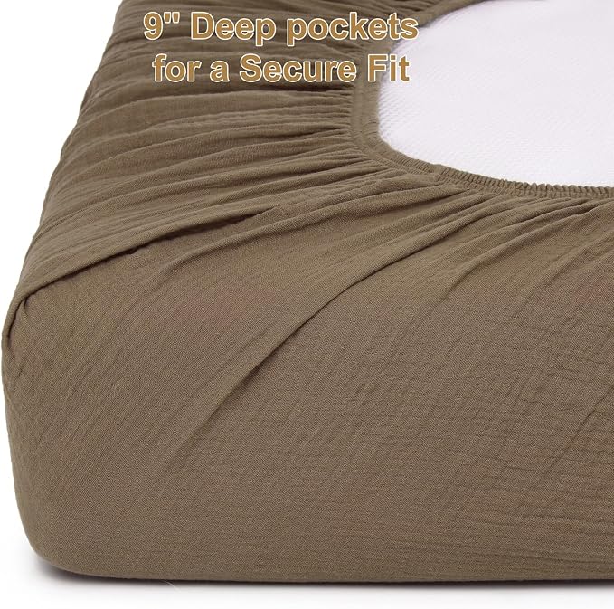 2 Pack Muslin Fitted Crib Sheets - Image 5