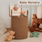 Large Woven Laundry Basket Hamper, 80L Cotton Rope Storage Bin - Image 2