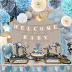 Dusty Blue Baby Shower Decorations- Boy Baby Shower Decor Set with- Welcome - Image 5