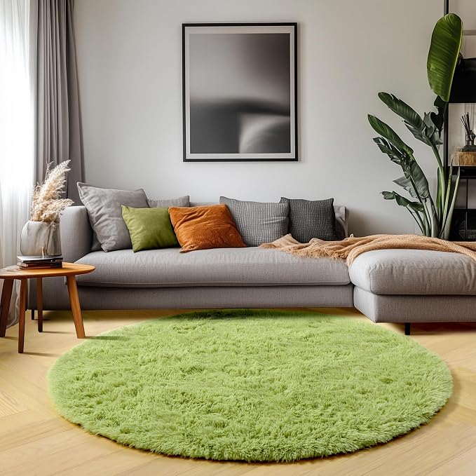 ONASAR Grass Green Round Area Rug 4ft, Soft Bedroom Circle Rugs Floor Mat - Image 9