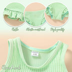 HAPPYMA Baby Swimsuit Toddler Girl Bathing Suit Summer Solid Color Bikini Set - Image 4