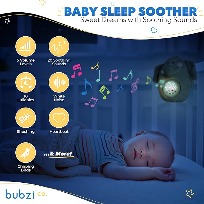 Bubzi Co Sound Machine, Portable Elephant Soother & Night Light Projector - Image 2