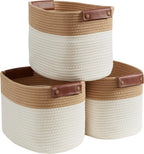 3 Pack Cotton Rope Storage Basket Woven Shelf Storage Bin by Organizix