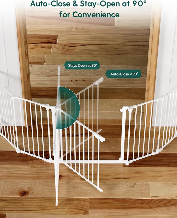 Babelio 102" Extra Wide Baby Gate, Hardware Mounted Pet Gate Indoor, Foldable 5 - Image 4
