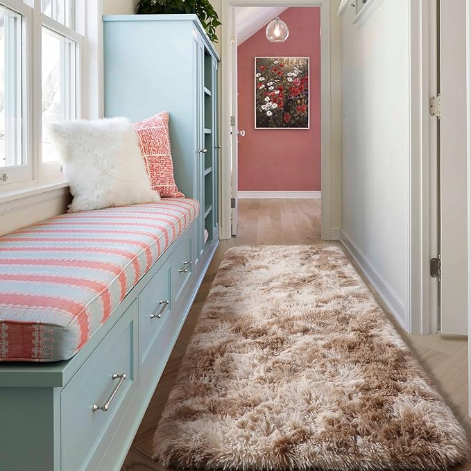 ONASAR Runner Rugs for Bedroom Living Room, Tie-Dyed Beige 2x6 Washable Bedside - Image 5