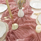 FEXIA 3 Pack Rose Pink Table Runner 35x120 Inches - Image 6