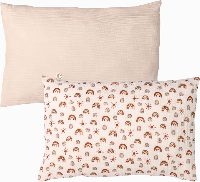 100% Cotton Toddler Pillowcases, 2 Pack Muslin Baby Pillow Cases, 13x20 Toddler by MYLITTLEZONE