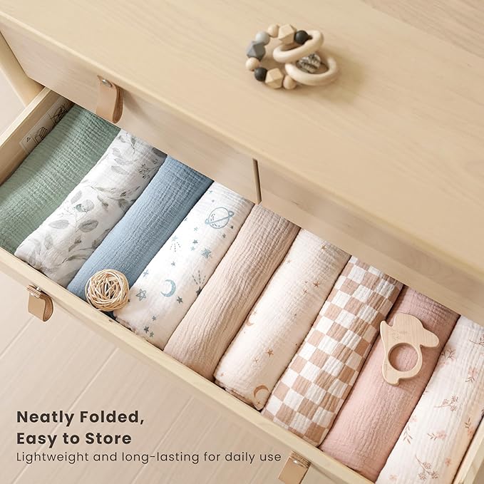 Konssy 3 Pack Muslin Swaddle Blankets - Image 7