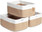 NaturalCozy Storage Baskets 16.8”x13”x7.6” Cotton Rope Woven Baskets by NaturalCozy