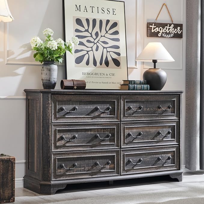 T4TREAM Farmhouse 6 Drawers Dresser by T4TREAMFurniture
