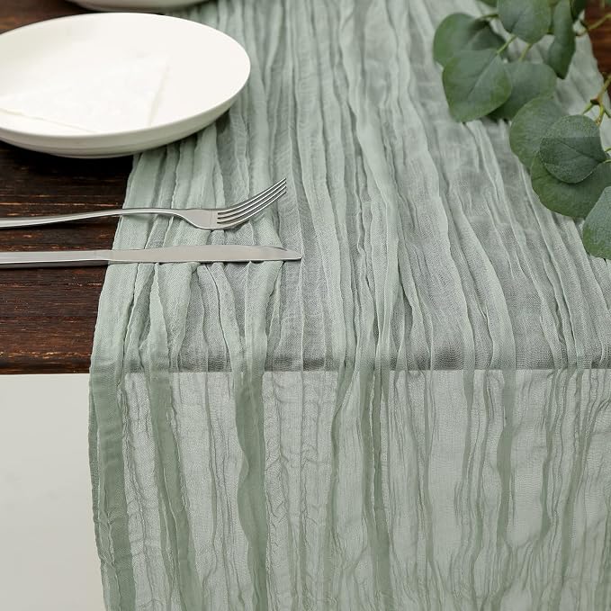 DOLOPL Table Runner for Baby Shower Decorations, Sage Green Cheese Cloth Table by DOLOPLOfficial