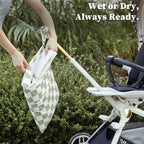 Sage Green Checkered Waterproof Wet Dy Diaper Bag - Image 4