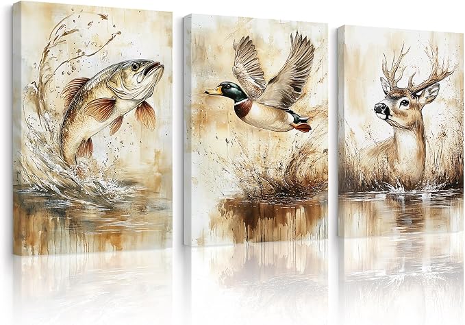 Vintage Animal Wall Art Baby Boy Room Canvas Wall Decor Farmhouse Animal by Unknown