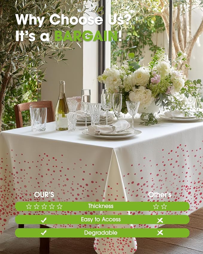 Pureegg Plastic Table Cloth Disposable 8 Pack, 54 x 108 Inch Table Cloths - Image 6