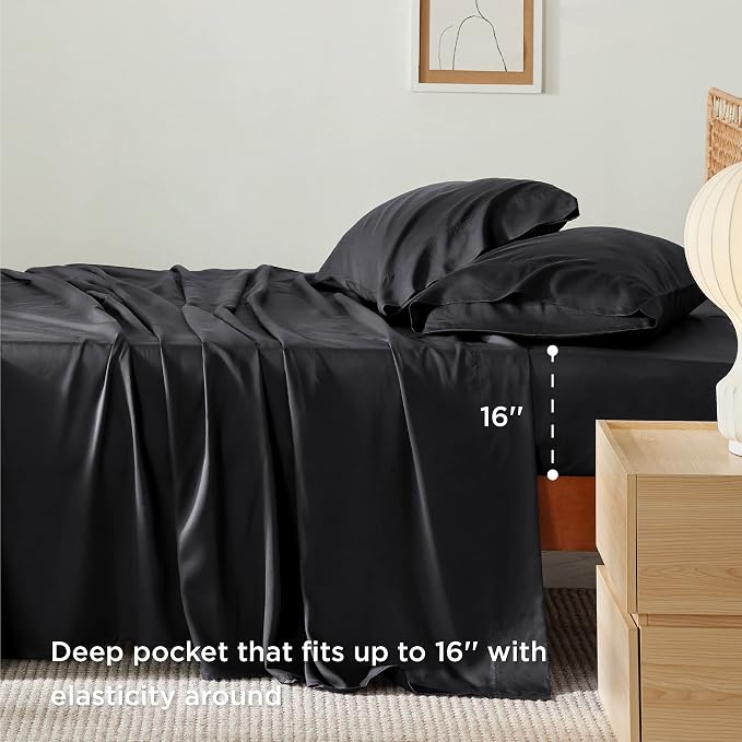 Bedsure Queen Sheets, Rayon Derived from Bamboo, Queen Cooling Sheet Set - Image 3