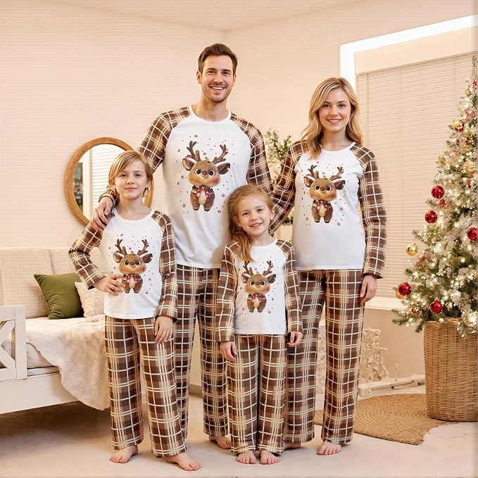 Awoscut Christmas Family Matching Pajamas Christmas Pjs Holiday Nightwear - Image 6