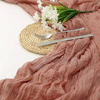 DOLOPL Boho Table Runner Dusty Blush Cheesecloth Table Runner 13.3ft Rustic - Image 3