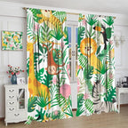 Jungle Animals Curtains Cartoon Cute Lion Giraffe Monkey Zebra Woodland Art - Image 5