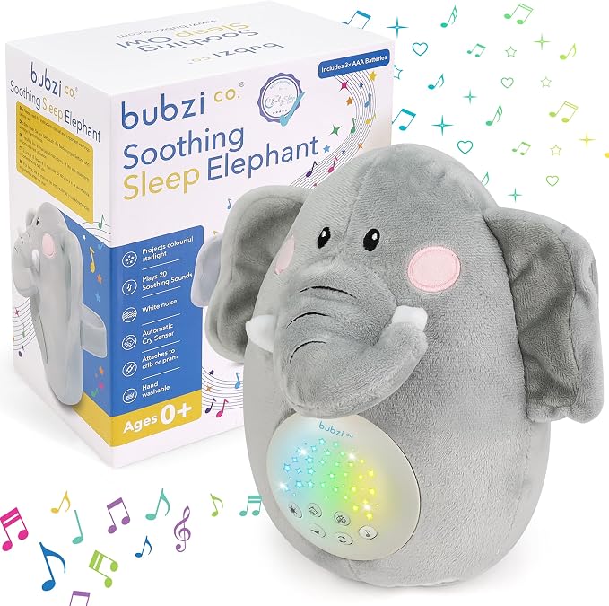 Bubzi Co Sound Machine, Portable Elephant Soother & Night Light Projector by BubziCo