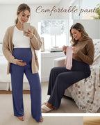 Neer 3 Pack Women's Maternity Pants Over The Belly Loose Pregnancy Pants - Image 3