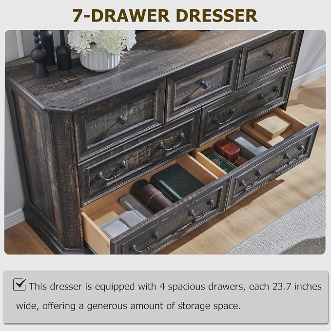 T4TREAM Farmhouse 7 Drawers Dresser - Image 4