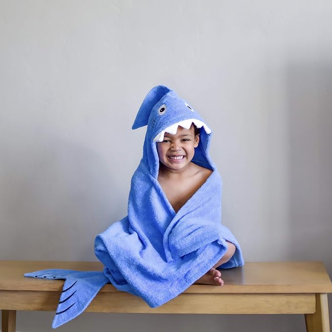 Hooded Baby Towel for Kids 2-8 | Large 100% Cotton Baby Shark Towel for Boys or - Image 3