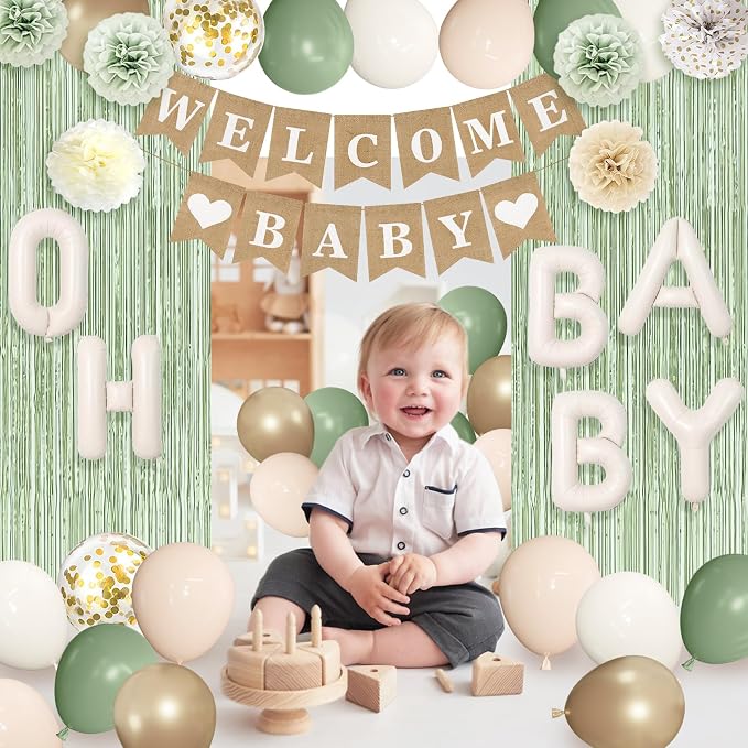 Ouddy Party Sage Green Baby Shower Decorations - Image 5