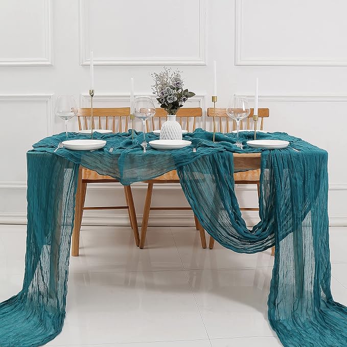 DOLOPL 8PCS Teal Cheesecloth Table Runner Bulk 13.3ft Boho Gauze Cheese Cloth - Image 6