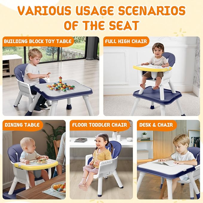 High Chairs for Babies and Toddlers, 5-in-1 Convertible Baby High Chair to - Image 3