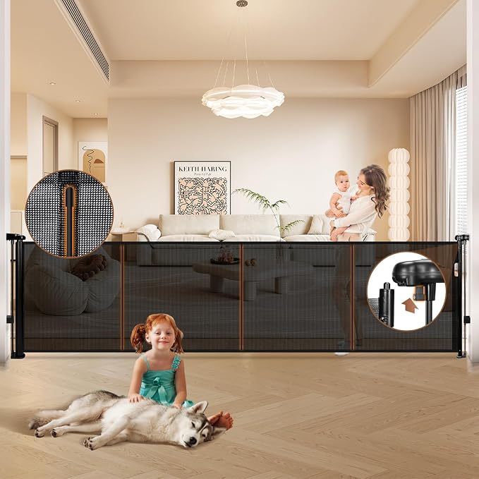 120" Retractable Baby Gate Extra Wide, Mesh Gate Long Child Gate Pet Gate - Image 2