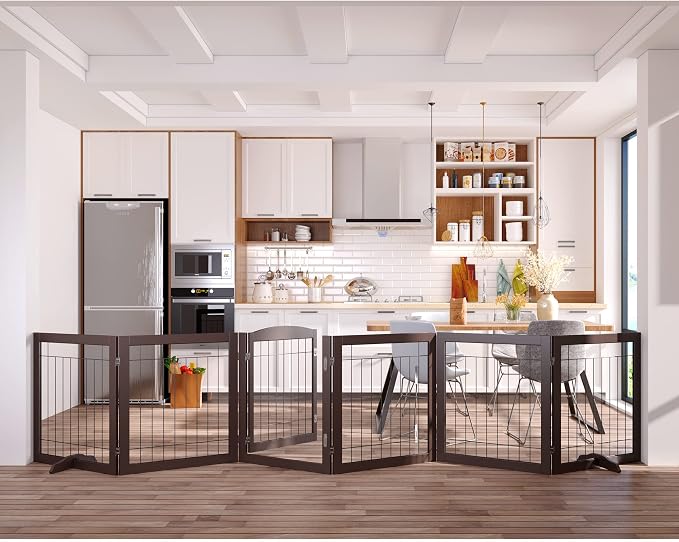 Vantas Folding Pet Gate 144" Wide, Freestanding Wire Pet Gate, Pet Puppy Safety by Vantas
