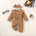 Happy Town Baby Girl Romper Infant Fall Winter Clothes Ruffle Sweater Long - Image 2