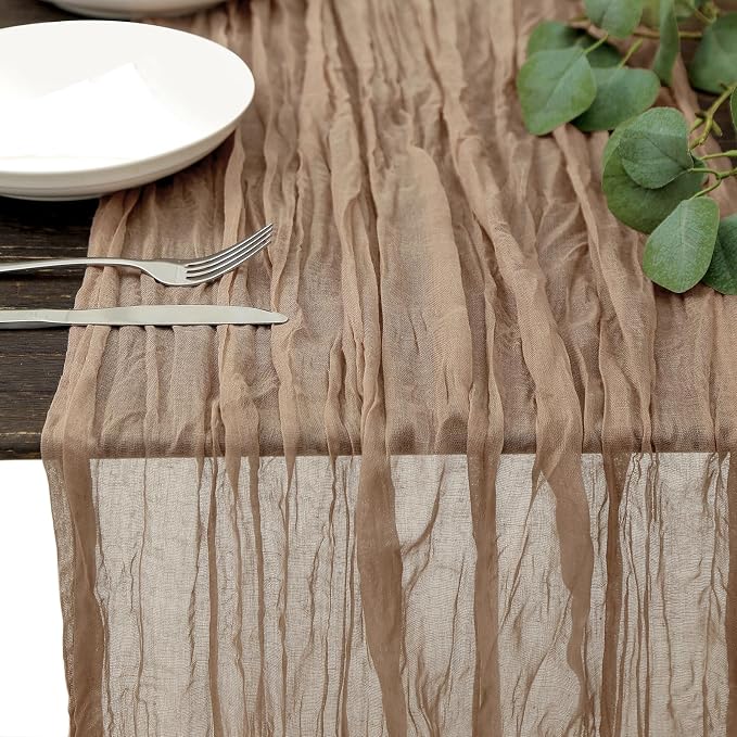 DOLOPL Brown Cheesecloth Table Runner 13.3ft Boho Gauze Cheese Cloth Table by DOLOPLOfficial