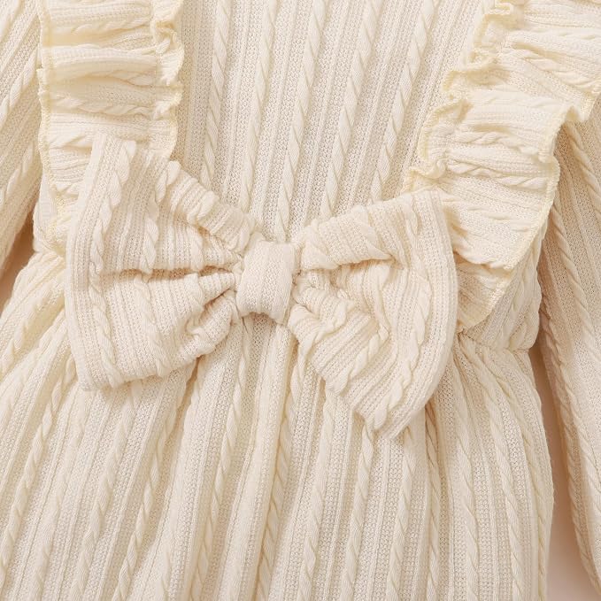 Happy Town Baby Girl Romper Infant Fall Winter Clothes Ruffle Sweater Long - Image 5