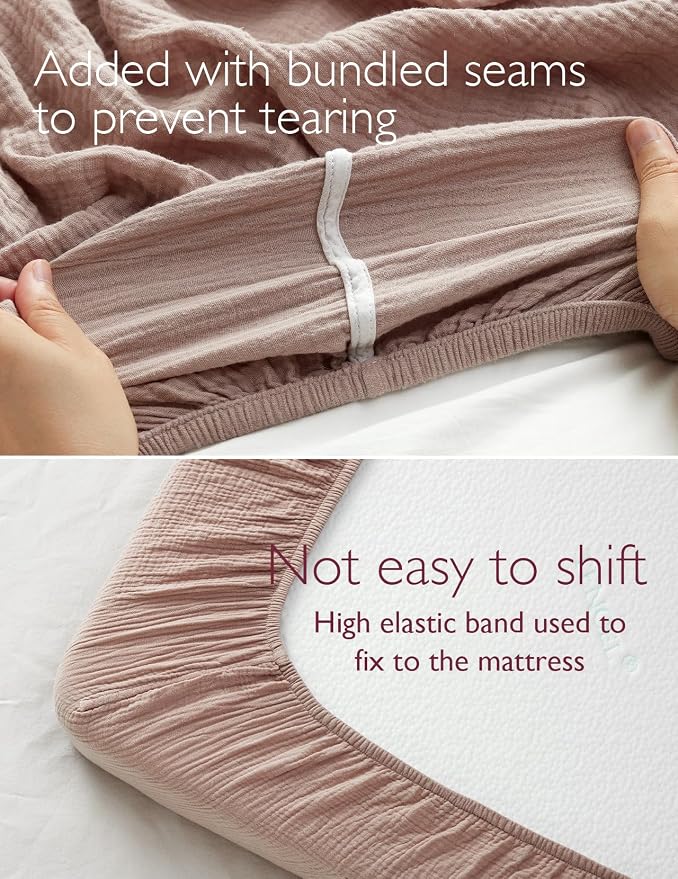 Momcozy Muslin Mini Crib Sheets Fitted - Image 4