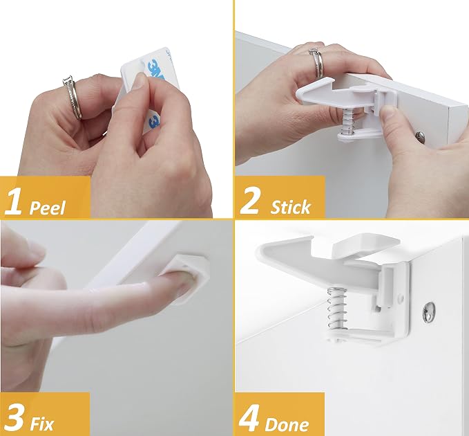 12 Pack Cabinet Locks Child Safety | Baby Safety Cabinet Locks NO Drilling 3M - Image 2