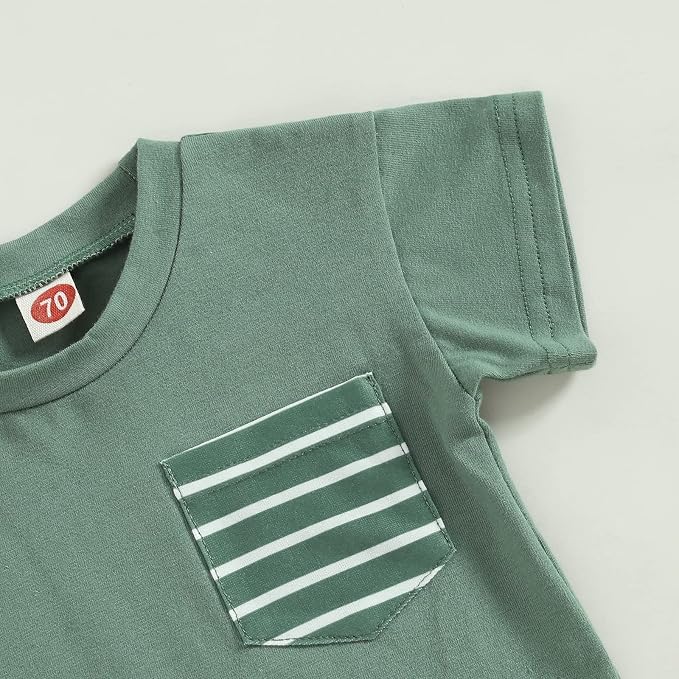Rtnnsbbfcm Newborn Baby Boy Summer Clothes Short Sleeve Color Block Front - Image 4