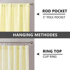 Tollpiz Short Linen Curtain Bedroom Rod Pocket Semi Sheer Curtains Burlap Light - Image 5