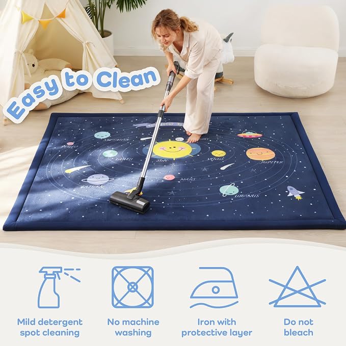 1.3" Thick Educational Baby Floor Play Mat 59x79, Basic Padded Memory Foam Kids - Image 3
