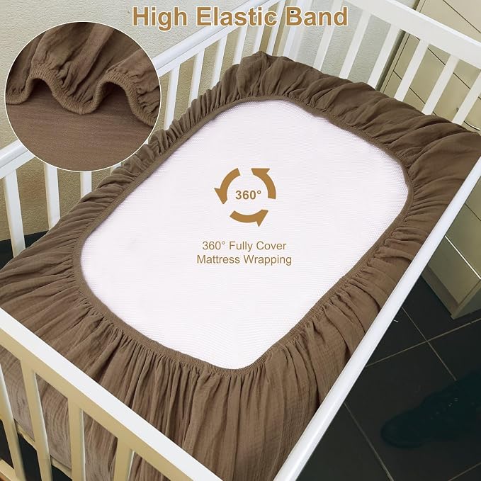 2 Pack Muslin Fitted Crib Sheets - Image 4