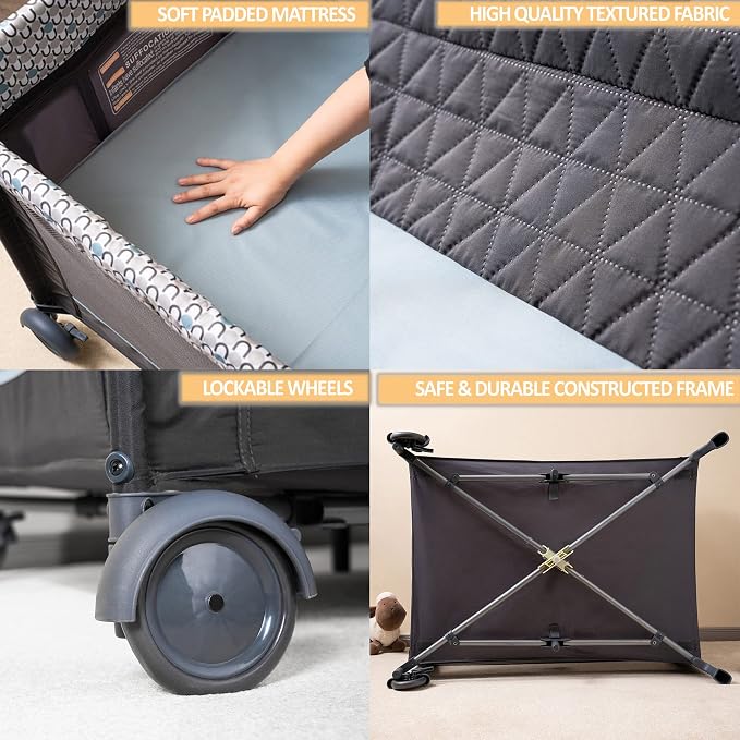 5 in 1 Multifunctional Pack and Play, Qutanix Foldable Baby Crib - Image 5