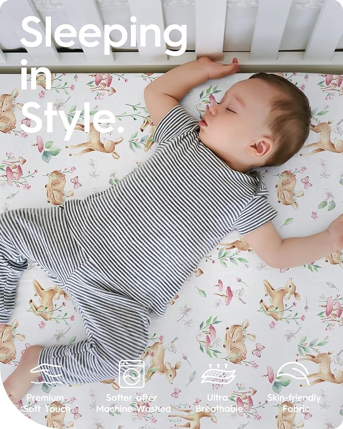Crib Sheets Netural for Girls Boys, Premium Soft Crib Mattress Fitted Sheet - Image 2