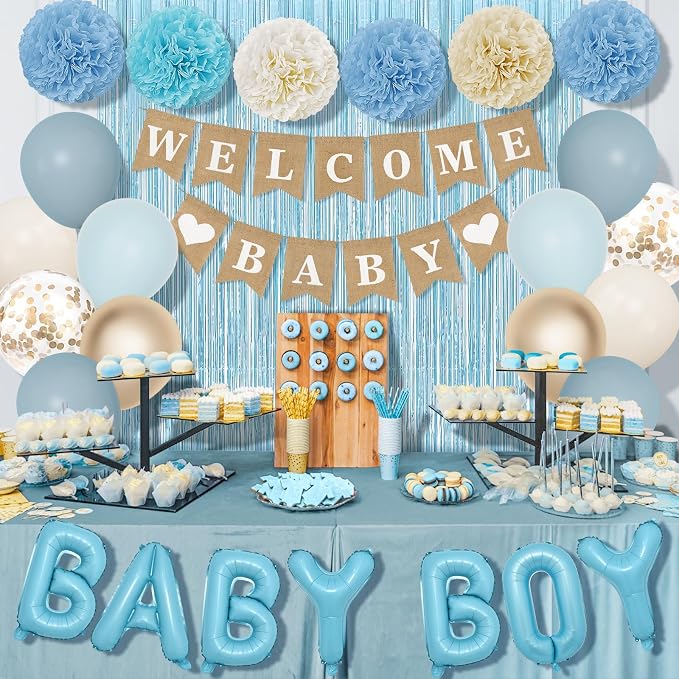Ouddy Party Dusty Blue Baby Shower Decorations - Image 7