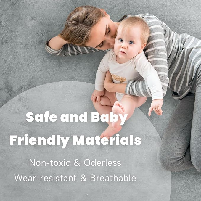 ACOMOPACK Baby Play Mat for Floor 1.3" Thick Memory Foam 50x50 Soft Velvet - Image 4