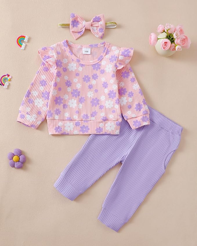 Mioglrie Toddler Baby Girl Clothes Fall Winter Sweatsuit Newborn Sweatshirt - Image 2