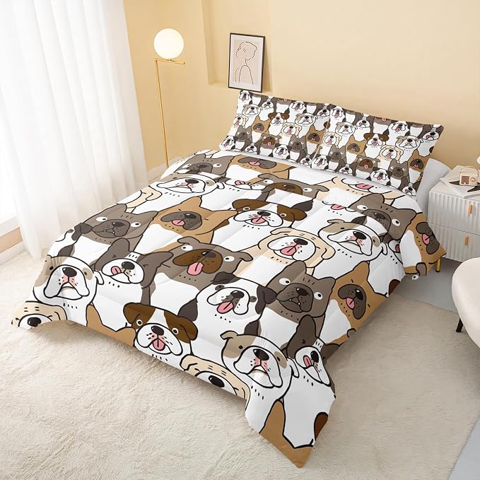 QOOMO Kawaii Dog Comforter Twin Size, Dogs Comforter Set - Image 3